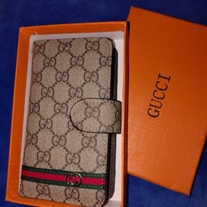 Gucci Beige and Green Monogram Phone Case